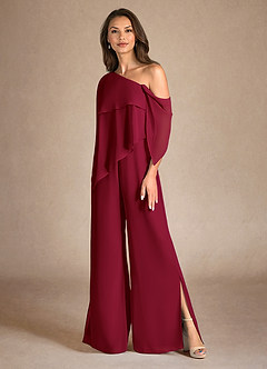 Azazie Halima Kleider für die Brautmutter Overall/Jumpsuit Seitliche Cut-Outs Chiffon Kleid Burgunderrot image6