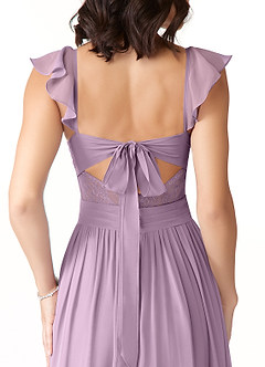 Azazie Lissa Bridesmaid Dresses Wisteria A-Line Lace Chiffon Dress image3