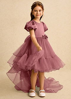 Azazie Cocoa Abiti da Ragazza di Fiori Abito Principessa in Tulle Plissettato Ametista image8