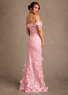 Azazie Lotta Mother of the Bride Dresses Blushing Pink Mermaid Off the Shoulder Lace Dress image2