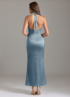 Azazie Valerie 신부 들러리 드레스 인어 주름진 스트레치 새틴 발목 길이 드레스 image2