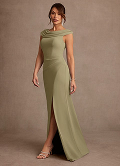 Azazie Irvine Mother of the Bride Dresses Moss Green A-Line Pleated Chiffon Dress image1