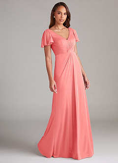 Azazie Soren Sprzedaż ostateczna Linia A Siatka Długość podłogi Sukienka image3