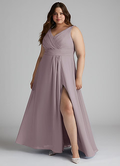 Azazie Karina Bridesmaid Dresses Dusk A-Line Pleated Chiffon Dress image6