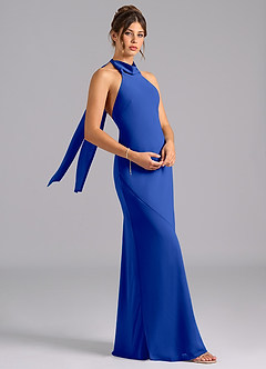 Azazie Velli Bridesmaid Dresses Royal Blue Mermaid Bow Chiffon Dress image3