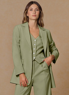 front Rowan Pistache Blazer met verfijnde weefstructuur en functionele eigenschappen