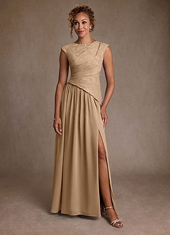 Azazie Kalleen Mother of the Bride Dresses Champagne A-Line Pleated Chiffon Dress image5