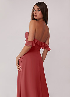 Barbie ♥ Azazie Jurken voor bruidsmeisjes Converteerbaar Jurk van Chiffon met A-Lijn Off the Shoulder Roest image5