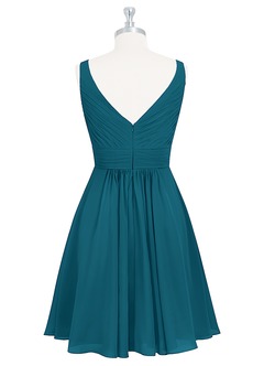 Azazie Grace Brautjungfernkleider A-Linie Plissee Chiffon Kleid Tintenblau image8