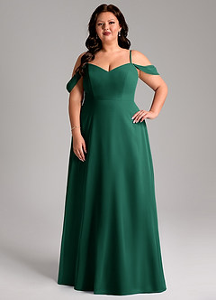 Azazie Marley Bridesmaid Dresses Emerald A-Line Off the Shoulder Chiffon Convertible Dress image11