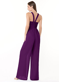 Azazie Berdie Brudtärnklänningar Jumpsuit av i Chiffong V-ringad plisserad halare image4
