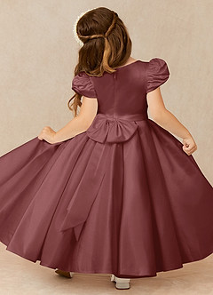 Azazie Jewel vestidos de niña de las flores Vestido de Rosa Del Desierto de Satin Mate de Vestido de gala con Plisado image2
