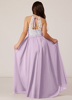 Azazie Fahari Junior Frosted Lilac A-Line Lace Chiffon Dress image1