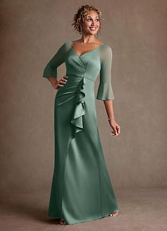 Azazie Nampa Abiti per la Madre della Sposa Abito Tubino in Maglia Plissettato Eucalipto image2