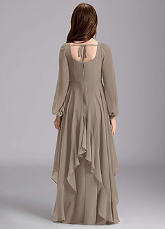 Azazie Clara Junior Vestido de Gris Pardo de Gasa de Corte en A con Blusón image2