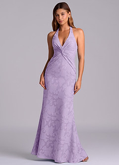 Azazie Valerie 신부 들러리 드레스 인어 주름진 플로럴 번아웃 바닥 길이 드레스 image3