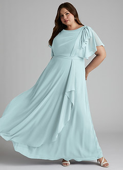 Azazie Aaliyah vestidos de dama de honor modestos Vestido de Corte En A Plisado Scoop Hasta el suelo Gasa image8