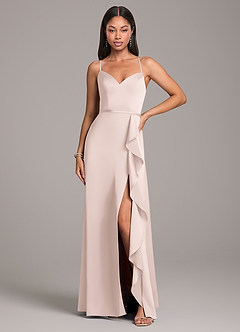Azazie Naeem Bridesmaid Dresses Blushing Pink A-Line Stretch Satin Dress image4
