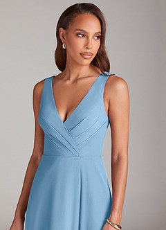 Azazie Nelly Bridesmaid Dresses Steel Blue A-Line Pleated Chiffon Dress image6