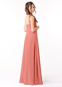 Azazie Rosey Junior Salmon Pink A-Line Sweetheart Neckline Chiffon Dress image2