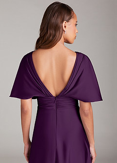 Azazie Pamela Robes de demoiselle d'honneur Robe Trapèze en Satin extensible Plissée Grain De Raisin image6