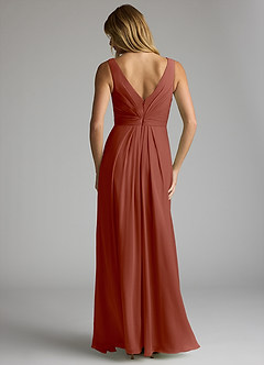 Azazie Gina Bridesmaid Dresses Auburn A-Line V-Neck Pleated Chiffon Dress image5
