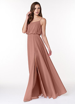 Azazie Lupe Bridesmaid Dresses Cedar Rose A-Line Scoop Blouson Chiffon Dress image3