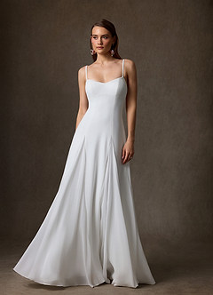 Azazie Anika At-home Try On Dresses Diamond White A-Line Sweetheart Neckline Stretch Crepe Dress image3