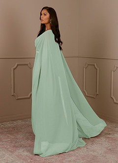 Azazie Isa Mother of the Bride Dresses Agave A-Line V-Neck Pleated Chiffon Dress image3