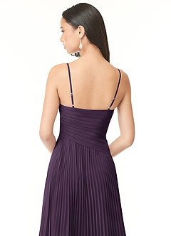 Azazie Vini Brautjungfernkleider A-Linie V-Hals Gefaltet Chiffon Kleid Pflaume image5