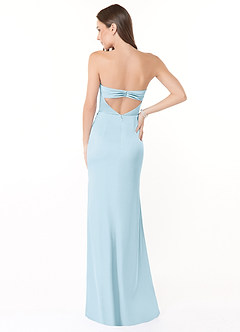 Azazie Leonis Bridesmaid Dresses Sky Blue Mermaid Pleated Stretch Satin Convertible Dress image5