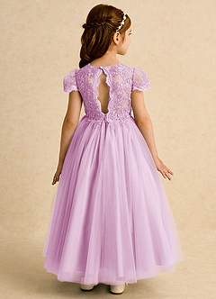 Azazie Puff Abiti da Ragazza di Fiori Abito Principessa in Tulle Pizzo Rosa Confetto image1