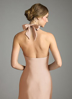 Azazie Nayeli Jurken voor bruidsmeisjes Jurk van Stretch Satijn met A-Lijn Geplooid Engelse Roos image7