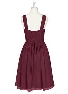 Azazie Angie Bridesmaid Dresses Cabernet A-Line Corset Chiffon Dress image8
