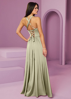 Barbie ♥ Azazie Bridesmaid Dresses Pistachio A-Line with Pockets Stretch Satin Dress image2