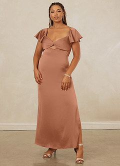 Christian Siriano Bridal for Azazie 1005 Bridesmaid Dresses Bronzer Sheath Sweetheart Neckline Stretch Satin Dress image9