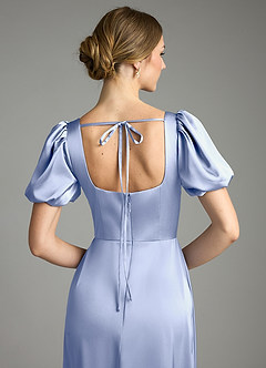 Azazie Fyona Vestidos de damas de honor Vestido de Hielo de Satén Elástico de Corte en A con Plisado image8