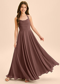 Azazie Kady Junior A-Linie Herzausschnitt Chiffon Kleid Espresso image4