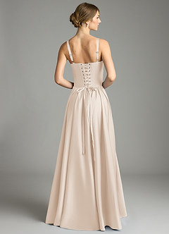 Azazie Evadina Suknie dla druhen Linia A Gorset Satyna elastyczna Do ziemi Sukienka image2