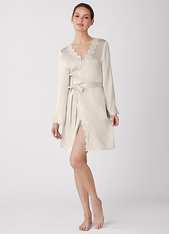 front Luminous Satin Short Robe