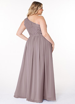 Azazie Demi Brautjungfernkleider A-Linie One-Shoulder Chiffon Kleid Dämmerung image10