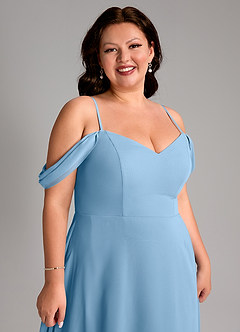 Azazie Marley Bridesmaid Dresses Steel Blue A-Line Off the Shoulder Chiffon Convertible Dress image16