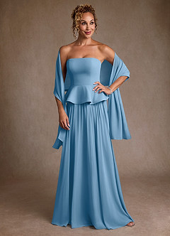 Azazie Josabeth Mother of the Bride Dresses Steel Blue A-Line Pleated Chiffon Dress image1