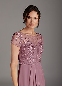 Azazie Silvia Mother of the Bride Dresses Vintage Mauve A-Line Lace Chiffon Dress image5