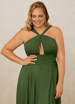 Christian Siriano Bridal for Azazie 1009 Bridesmaid Dresses Olive A-Line Pleated Chiffon Dress image13
