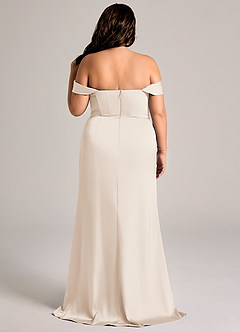 Azazie Johana Bridesmaid Dresses White Alabaster Mermaid Off the Shoulder Stretch Satin Convertible Dress image9