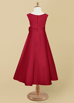 Azazie Lindy Flower Girl Dresses Scarlet A-Line Pleated Matte Satin Dress image11