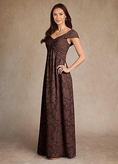 Azazie Myrtle Final Sale Ganache A-Line Pleated Floral Burnout Dress image2