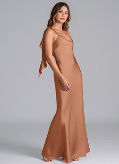 Azazie Driea Brudtärnklänningar Klä av Sjöjungfru i Stretch Satin Ena axeln Bronzer image5