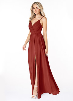 Azazie Gracie Bridesmaid Dresses Terracotta A-Line Pleated Chiffon Dress image4
